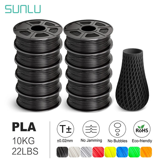 SUNLU 10KG 3D Filament PLA /PLA PLUS Filament 10kg 22 lbs 1.75mm 3D Printer Filament Environmentally friendly High strength PLA
