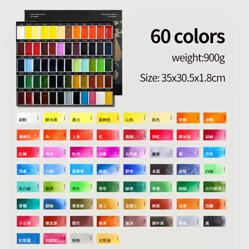 Paul Rubens 12/24/36/48/60 Colors Basic Color Painting Pigment Set Solid Watercolor Paint For Drawing Art Supplies