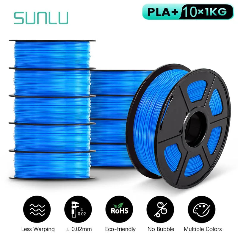 SUNLU 10KG 3D Filament PLA /PLA PLUS Filament 10kg 22 lbs 1.75mm 3D Printer Filament Environmentally friendly High strength PLA