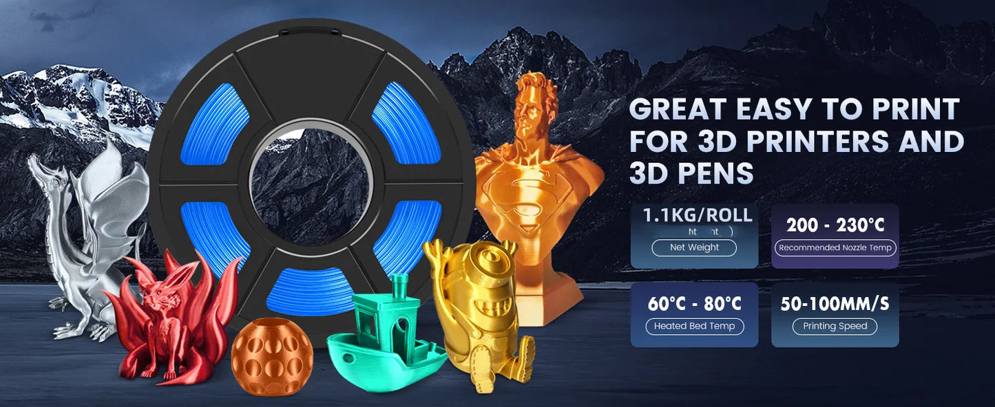 JAYO 3D Silk Pla Plus/ Dual/Triple Colors SILK 3D Printer Filament 1.75mm SILK Rabinbow 1.1kg/roll 3D Printing Materials