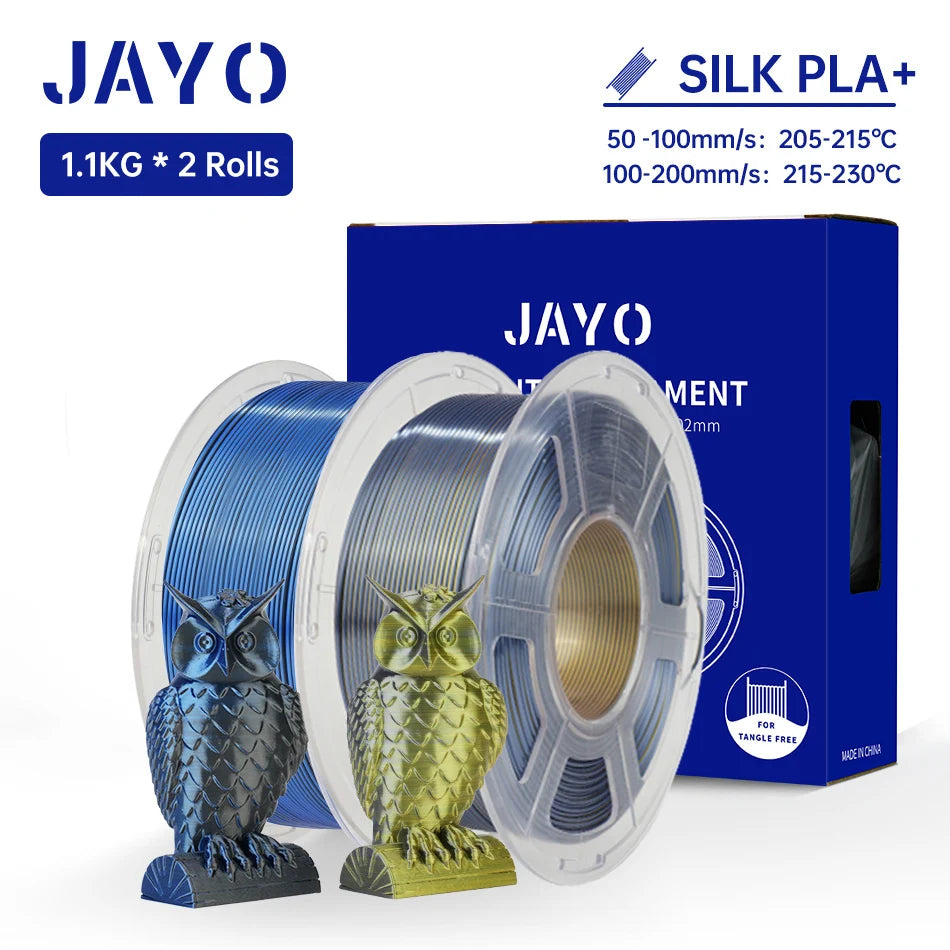JAYO Silk PLA+ Rainbow 3D Filament 1.75mm SILK PLA plus Dual & Triple Color 3D Printer Filament Neatly Wound 1.1kg 2Rolls/set