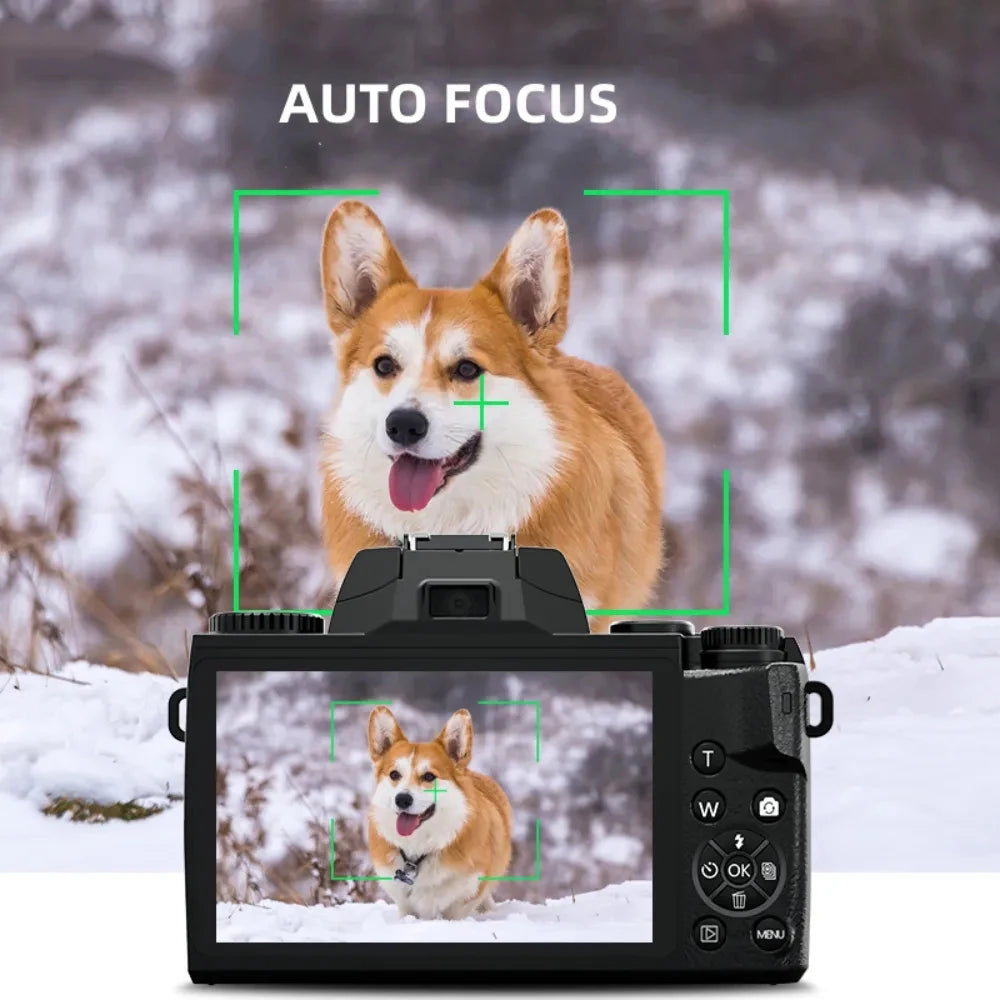 Auto Focus 64MP Digital Camera SLR DSLR For Photography 4K 60FPS Vlog Camcorder 4 Inch 16X Zoom Touch Youtube, Livestream, Webcam