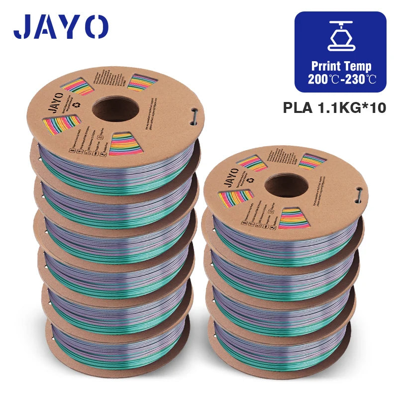 JAYO 3D Printer part PETG/PLA Meta/PLA/SILK/PLA PLUS/TPU Filament 1.75mm for 10Rolls FDM 100% No Bubbel craft part DIY Materials