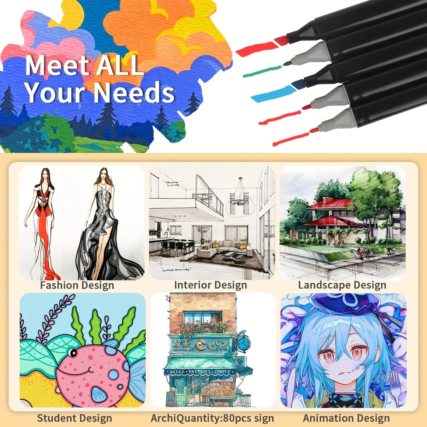 Professional Permanent Sketch Markers 80/120/168 Colors