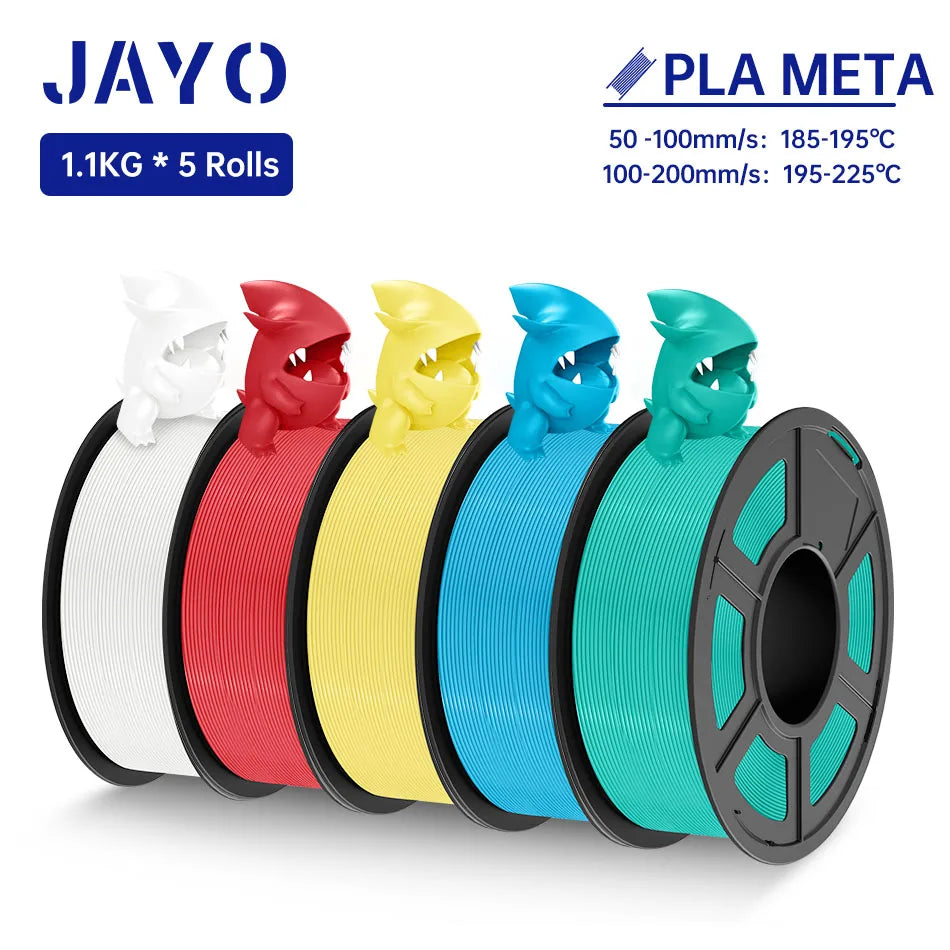 JAYO PLA Meta Filament 5 Rolls 1.75MM PLA 3D Printer Filament Neatly Wound Toughness 1.1KG 3D Printing Materials For FDM
