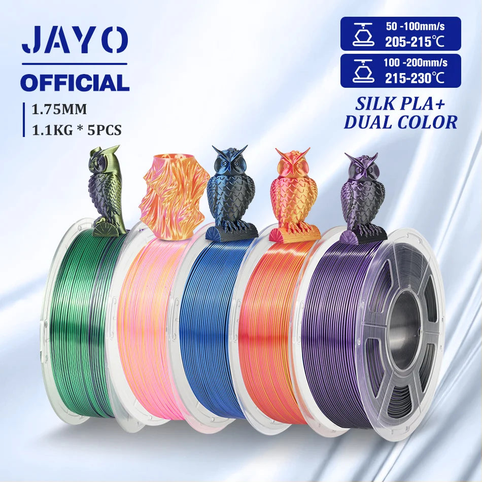 JAYO SILK PLA Filament 1.75mm Dual Colors 3D Printer Filament Coextrusion Silk Triple Color 3D Filament Shiny Multicolor Change