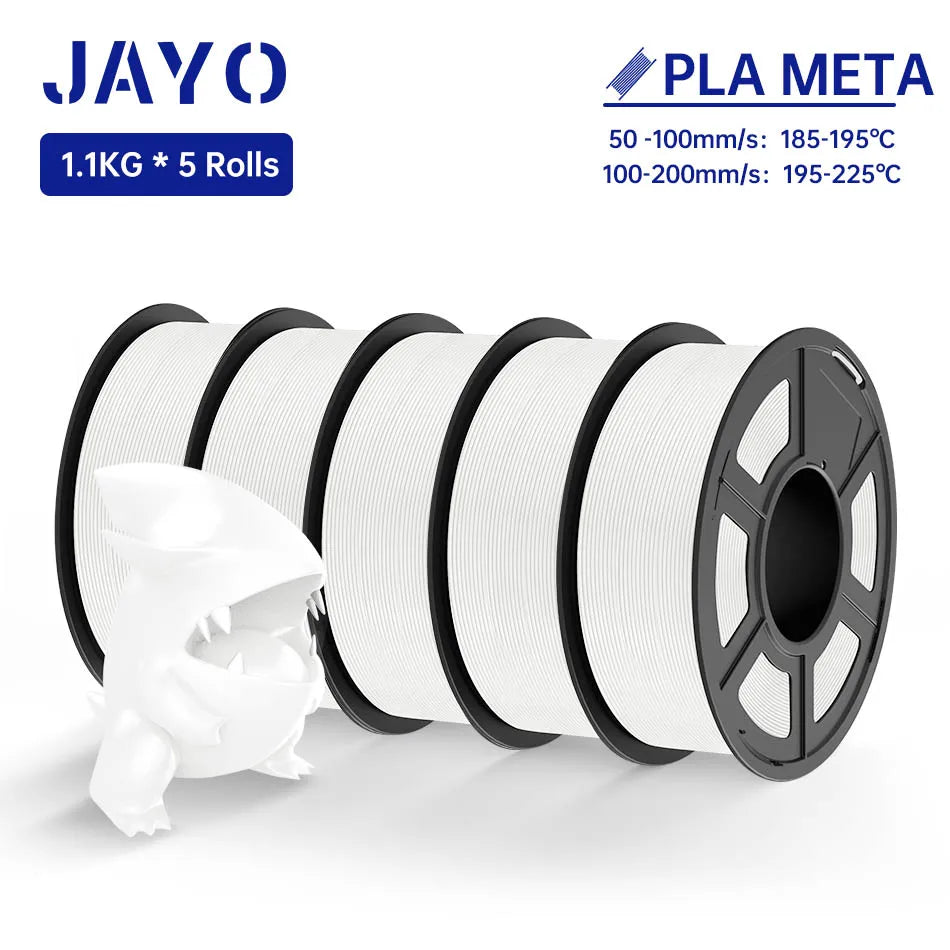 JAYO PLA Meta Filament 5 Rolls 1.75MM PLA 3D Printer Filament Neatly Wound Toughness 1.1KG 3D Printing Materials For FDM