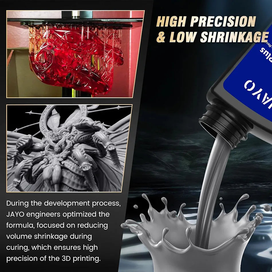 JAYO 3D Printer Resin Standard PLUS/14K Standard /Standard 395-405nm UV Curing Photopolymer Rapid Resin for LCD/DLP 3D Printer