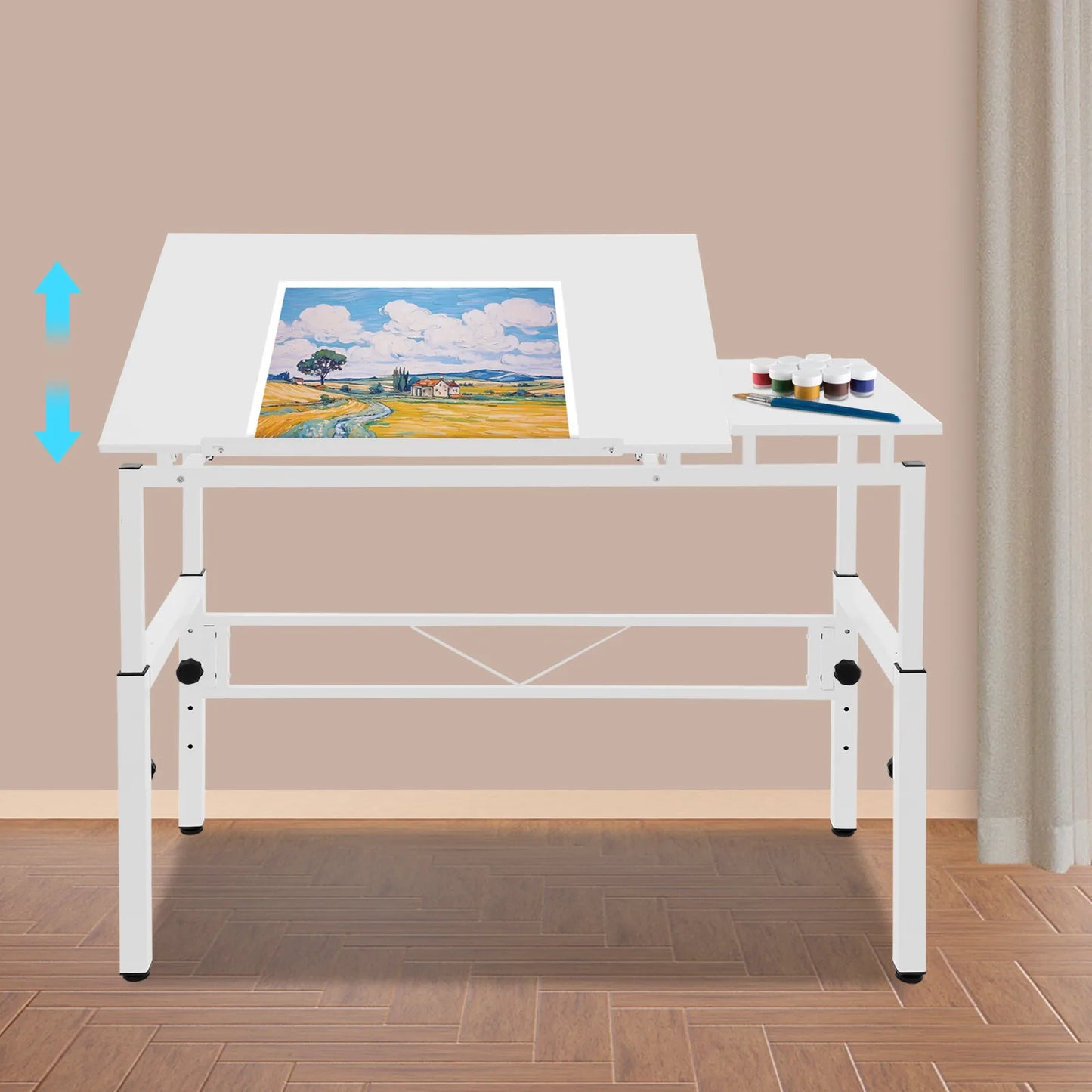 120x60cm Adjustable Drawing Table, 0-30° Tilt & Height Adjustable Drafting Desk for Artists and Designers
