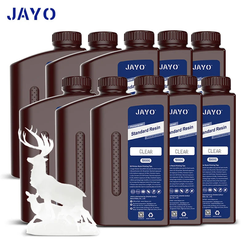 JAYO 3D Resin Water Washab/ABS-Like/Plant Based/Standard 10KG UV Photopolymer Resin Liquid 405nm For LCD 3D Printer Materials