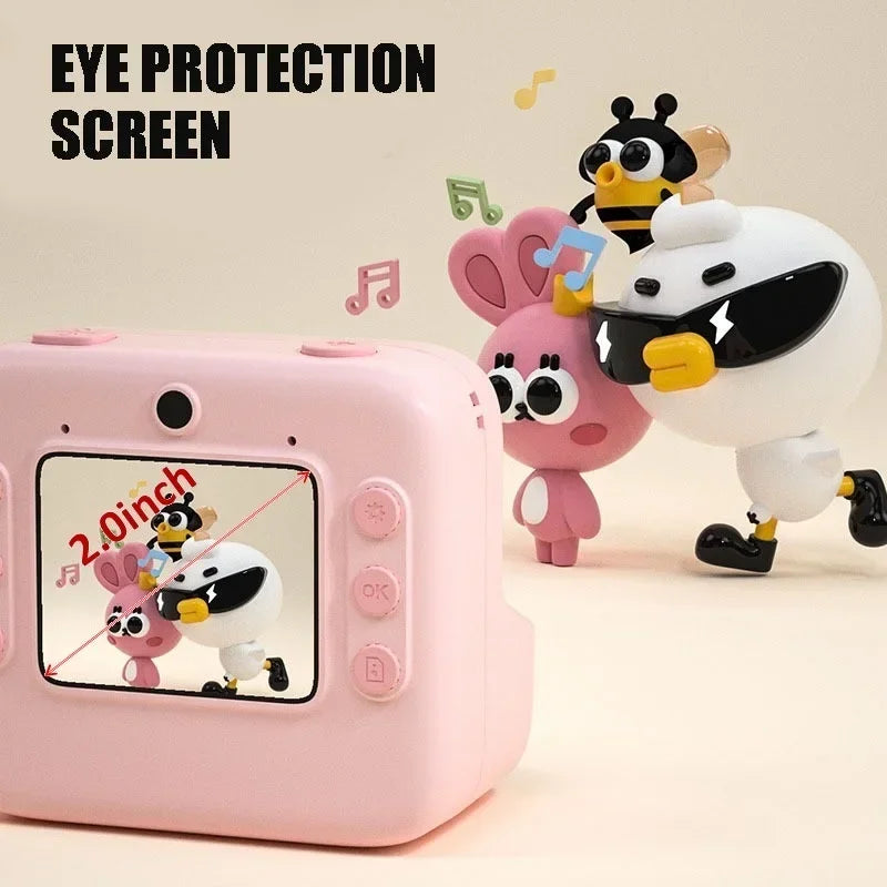 Child Cartoon Instant Camera Print Camera HD 1080P Video Photo Digital Camera with Thermal Print Paper for Kid