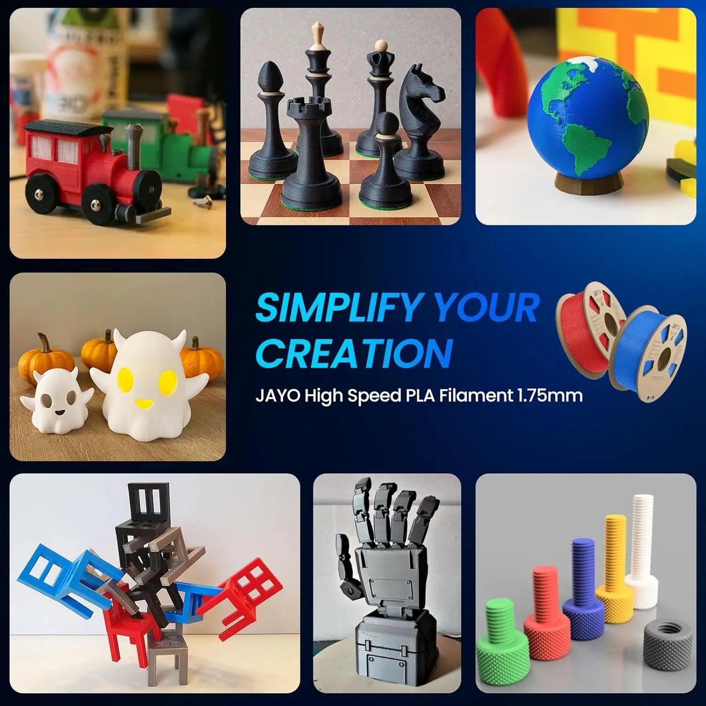 JAYO 3D PETG/PLA/PLA PLUS Printer Transparante Filament 1.75mm Transparency Series & No Bubble non-toxic 3D Printing Materials