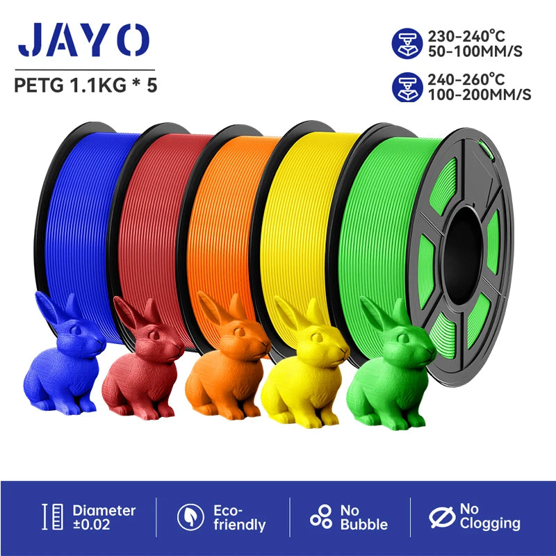 JAYO PETG 3D Printer Filament petg jayo filament  no bubbles no drawing smooth multiple colors 3d printer accessories 1.1kg/roll