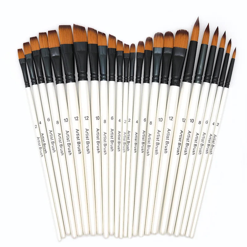 6pcs Artist Paint Brushes Set Synthetic Nylon Tip for Acrylic Oil Watercolor Acrylic Painting for Body Face Rock Canvas Painting