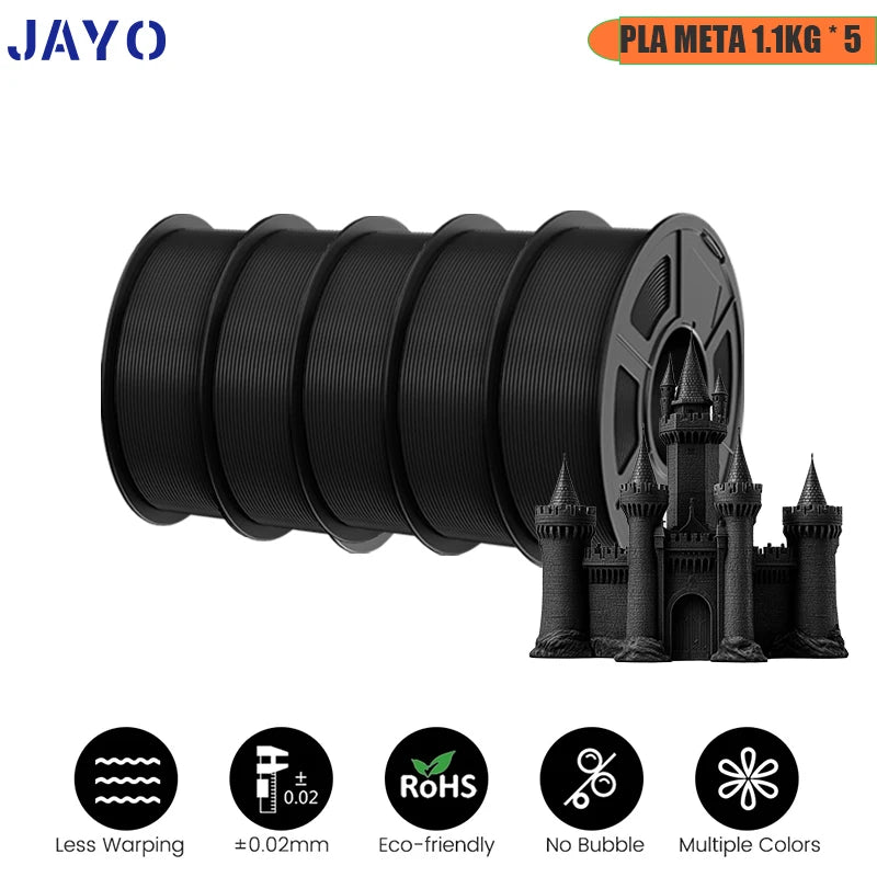 JAYO PLA/ABS/PETG/TPU/PLA PLUS/PLAMeta/ 3D Filament 1.75mm 5Rolls 2.5KG/5.5KG100% No Bubble FDM 3D Printer Materials DIY Gift