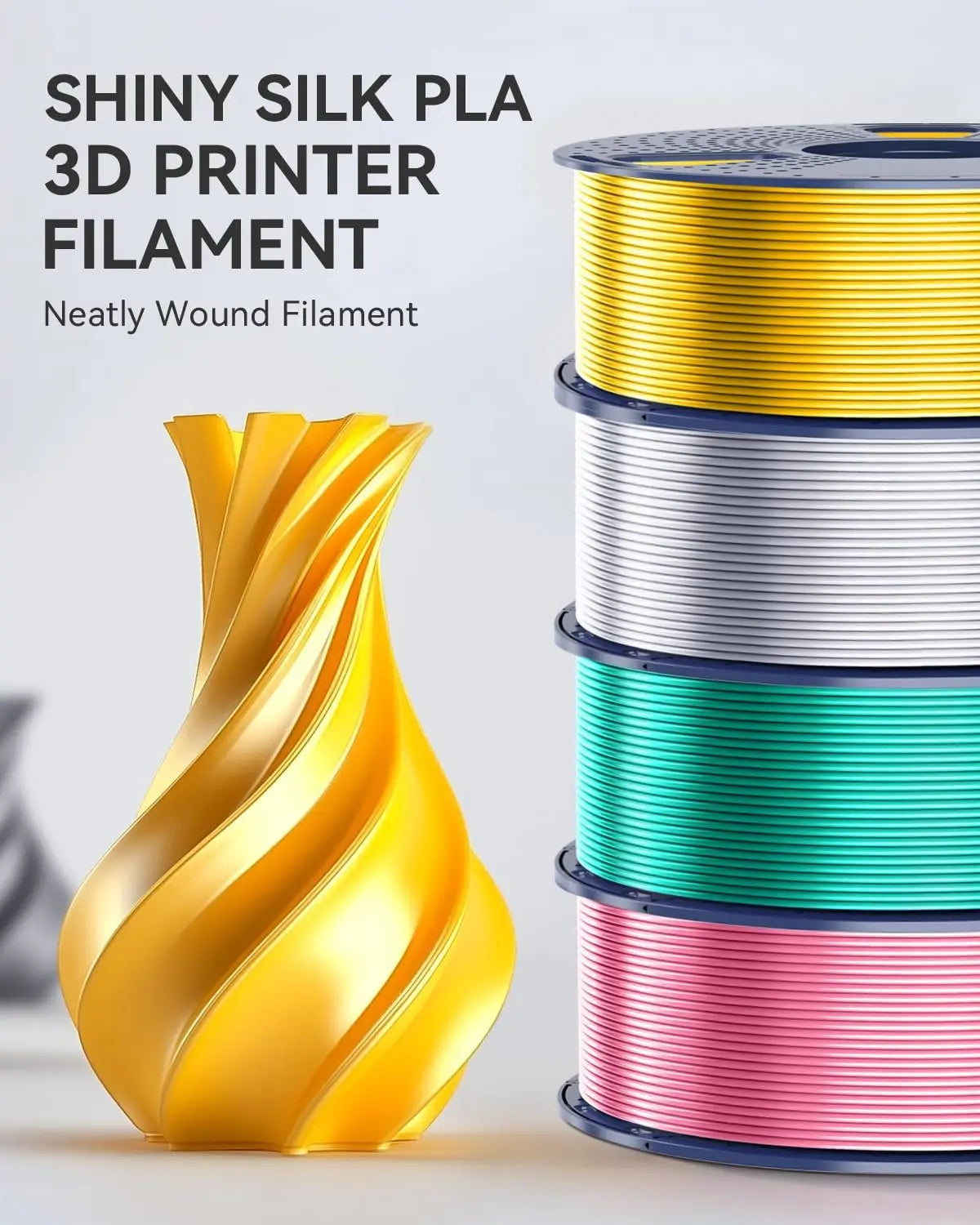 SUNLU Pla Plus Silk 3D Filament 1.75mm Smooth Surface Multicolor PLA+ Shiny Silk Filament for Most FDM 3D Printer 10KG