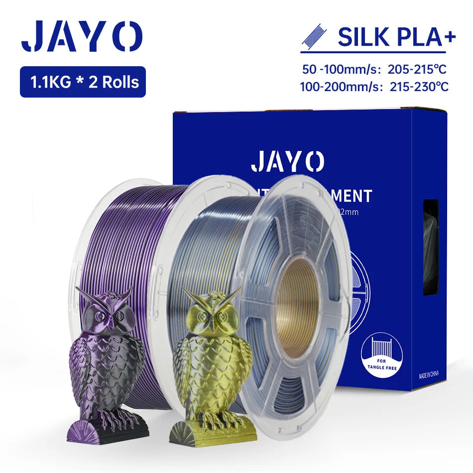 JAYO Silk PLA+ Rainbow 3D Filament 1.75mm SILK PLA plus Dual & Triple Color 3D Printer Filament Neatly Wound 1.1kg 2Rolls/set