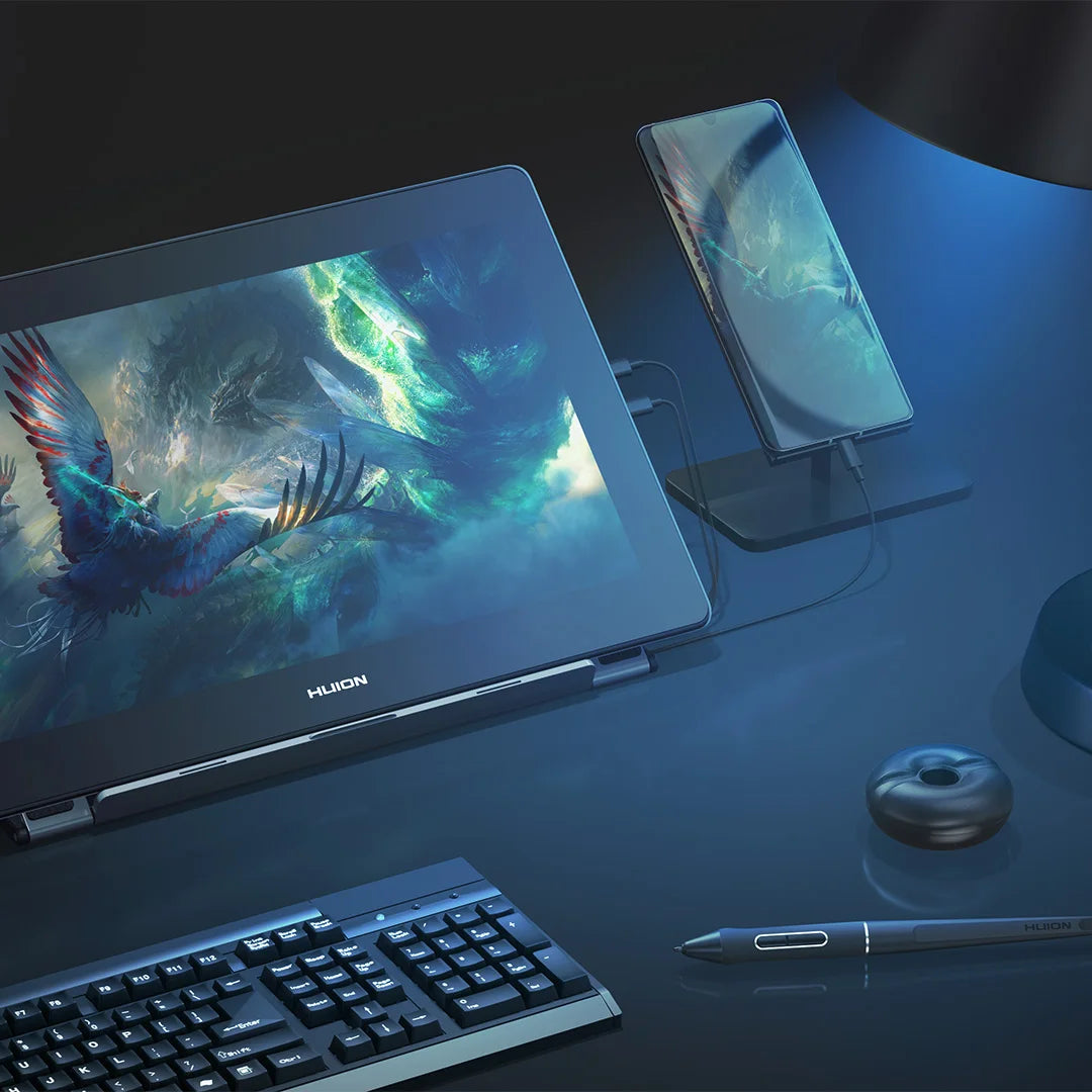 HUION Pen Display Monitor Kamvas Pro 16 4K UHD Screen AG Glass 120% sRGB Painting Graphic Pen Tablet for Drawing Android Support