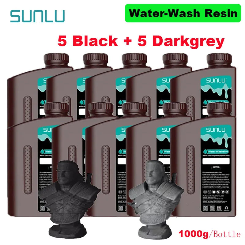 SUNLU 10KG Water Washable / Water Washable ABS Resin 1000G/Bottle 405nm Rapid UV-Curing Photopolymer Resin For LCD 3D Print