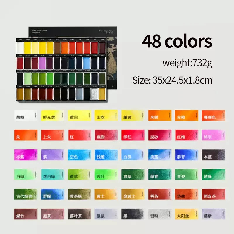 Paul Rubens 12/24/36/48/60 Colors Basic Color Painting Pigment Set Solid Watercolor Paint For Drawing Art Supplies