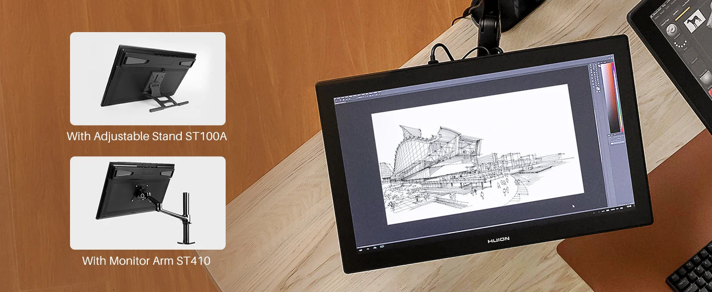 HUION Kamvas Pro 24 4K UHD Graphics Tablet Monitor 23.8 Inch 140% sRGB 8192 Level Battery free Display Drawing Monitor for Android