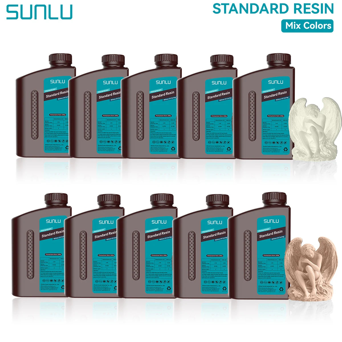 SUNLU Standard 3D Printer Resin 10KG 405nm Low Odor High Precision Photopolymer UV Resin For Most LCD 3D Printing Material
