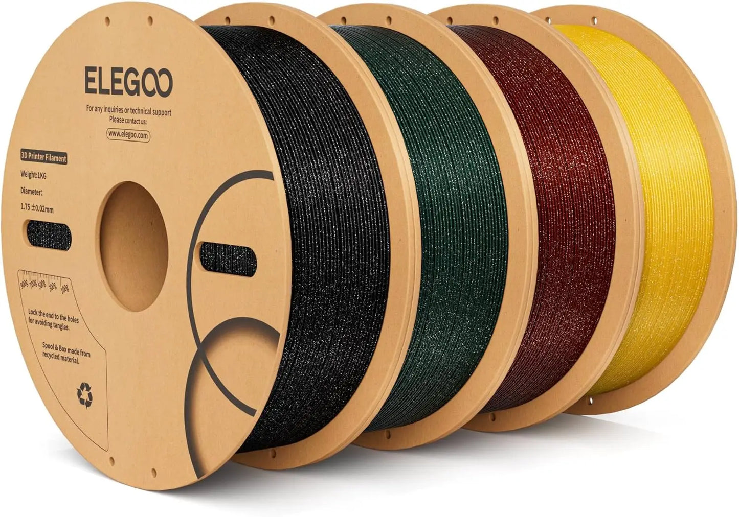 Sparkle PLA Filament 1.75mm 4KG Bundle, Glitter Twinkling 3D Printer Filament with Dimensional Accuracy +/-0.02mm