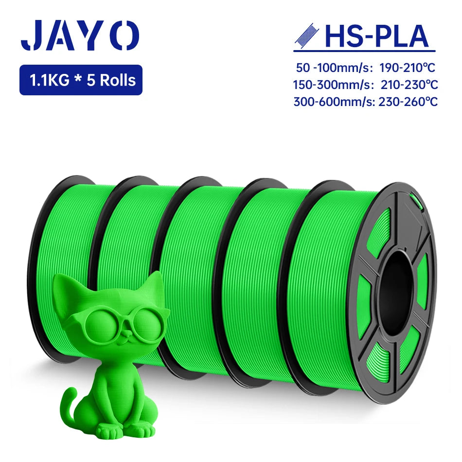 JAYO 5Rolls PLA Filament High Speed PLA 1.75mm 1.1KG 3D Printer Filament Neatly Wound 3D Printing Material For FDM 5.5KG/SET
