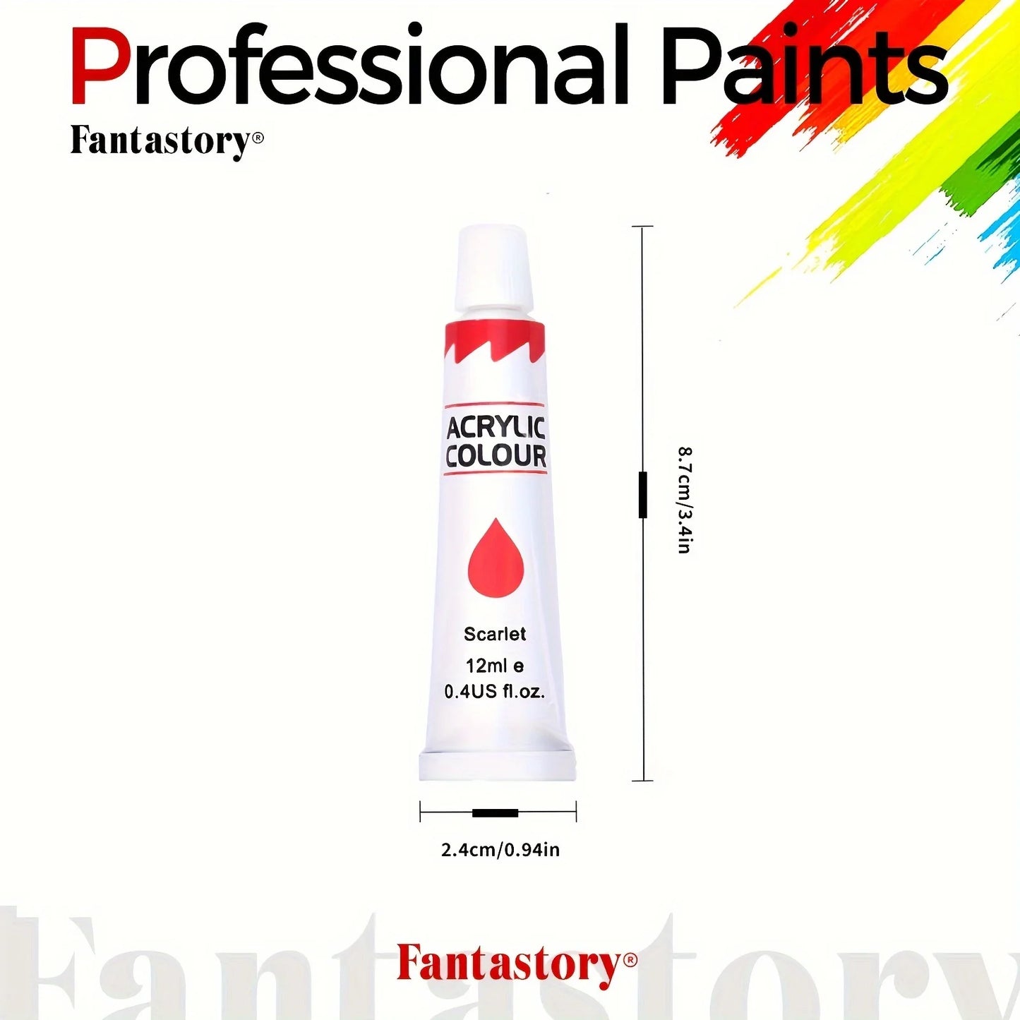 Fanta story 24 Colors Acrylic Paint Set with 3 Paint Brushes for Crafts and Painters Painting Supplies