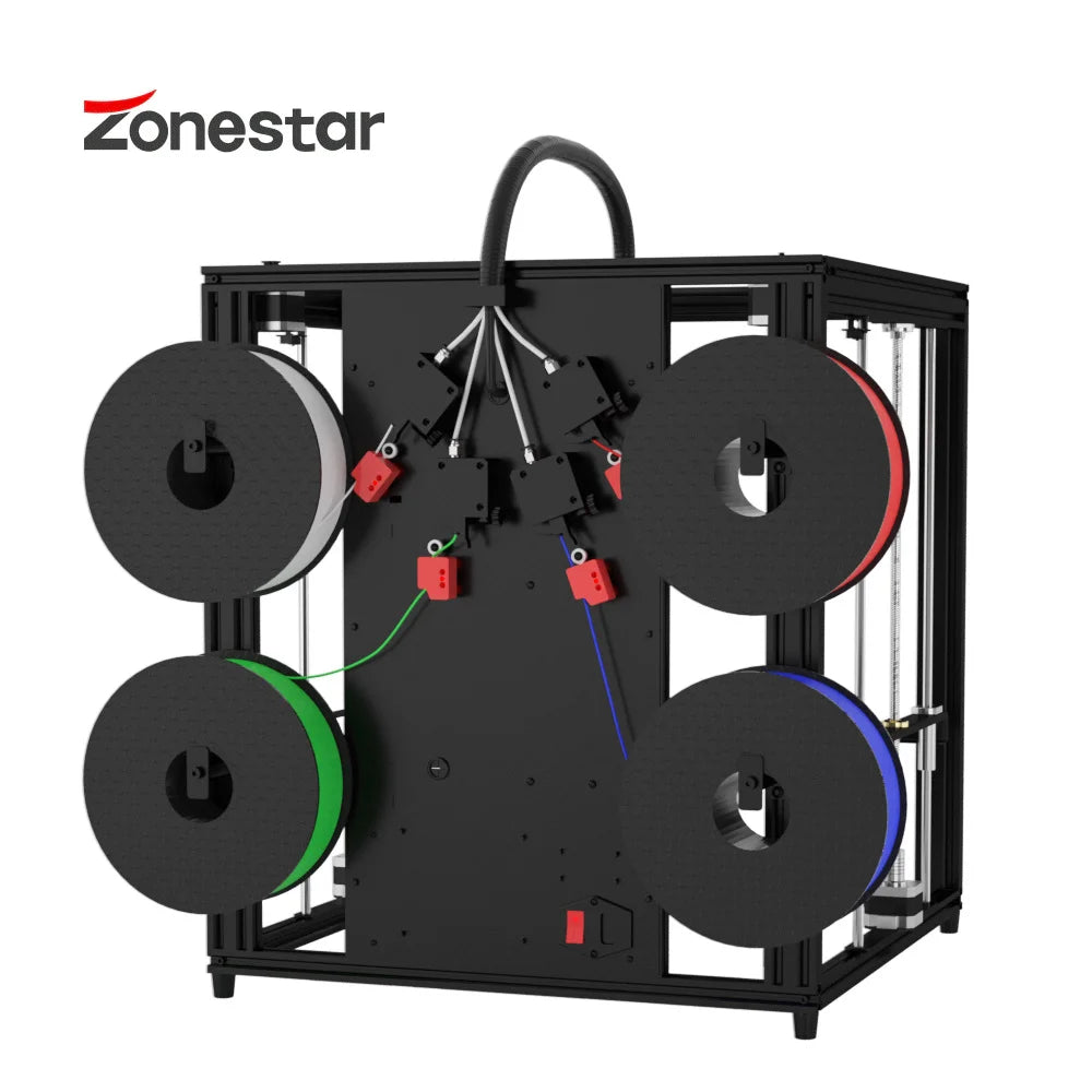 ZONESTAR 4 Extruders Multi Color FDM 3D Printer 4-IN-1-OUT Closed Frame Large Silent Auto Leveling CoreXY New Upgrade Z9V5Pro