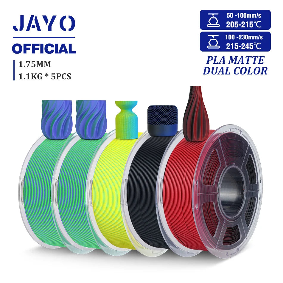 JAYO PLA Matte Dual Color 3D Filament 1.75mm PLA Matte 3D Printer Filament Rolls/Set PLA Filament Smooth Matte