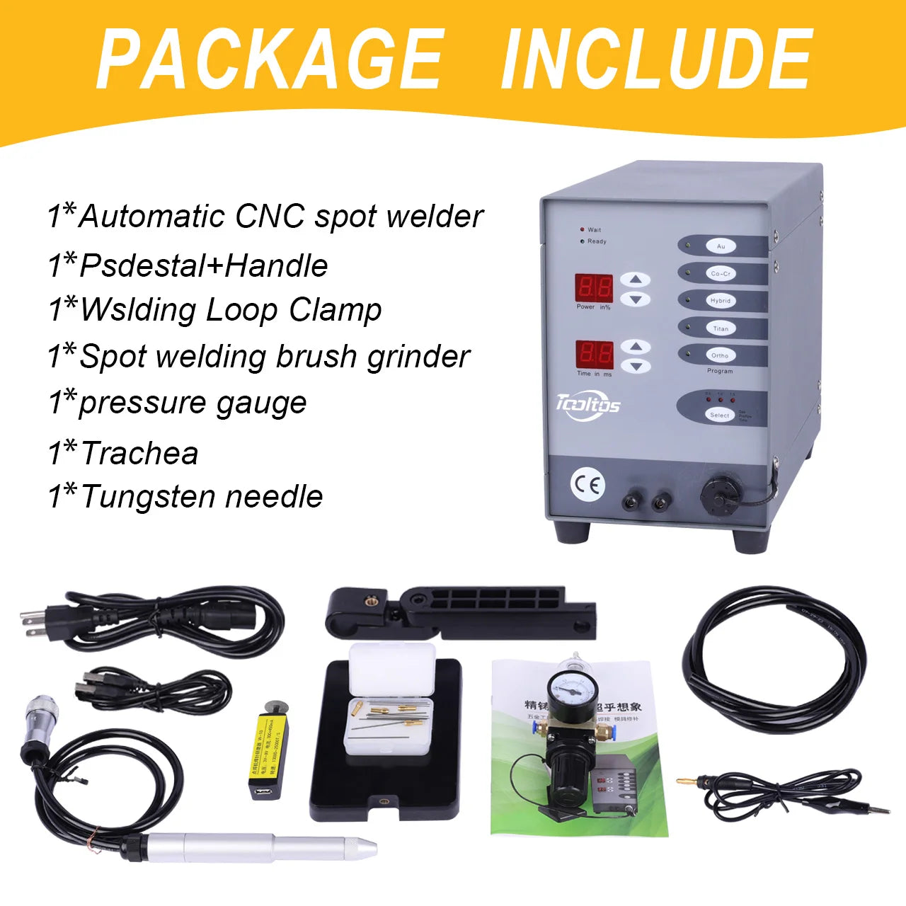 100W Tooltos Automatic CNC Pulse Argon Arc Tig Jewelry Spot Soldering Machine,110/220V
