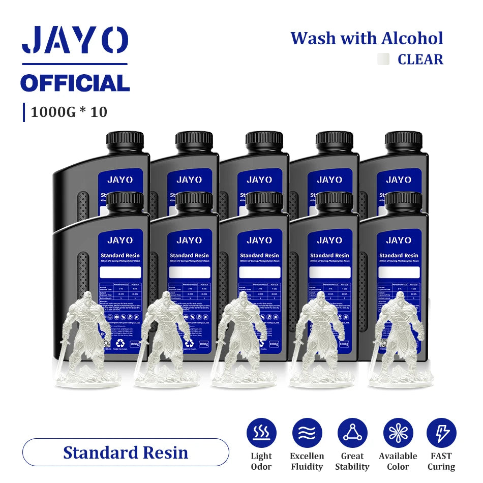 JAYO 10 Bottles 3D Resin Standard Fast Curing Standard/ 14K Standard/ Standard Plus 3D Resin for LCD DLP SLA Resin 3D Printer