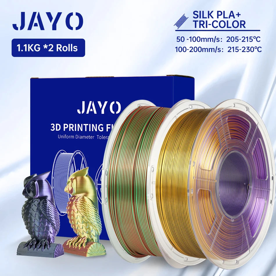 JAYO Silk PLA+ Rainbow 3D Filament 1.75mm SILK PLA plus Dual & Triple Color 3D Printer Filament Neatly Wound 1.1kg 2Rolls/set