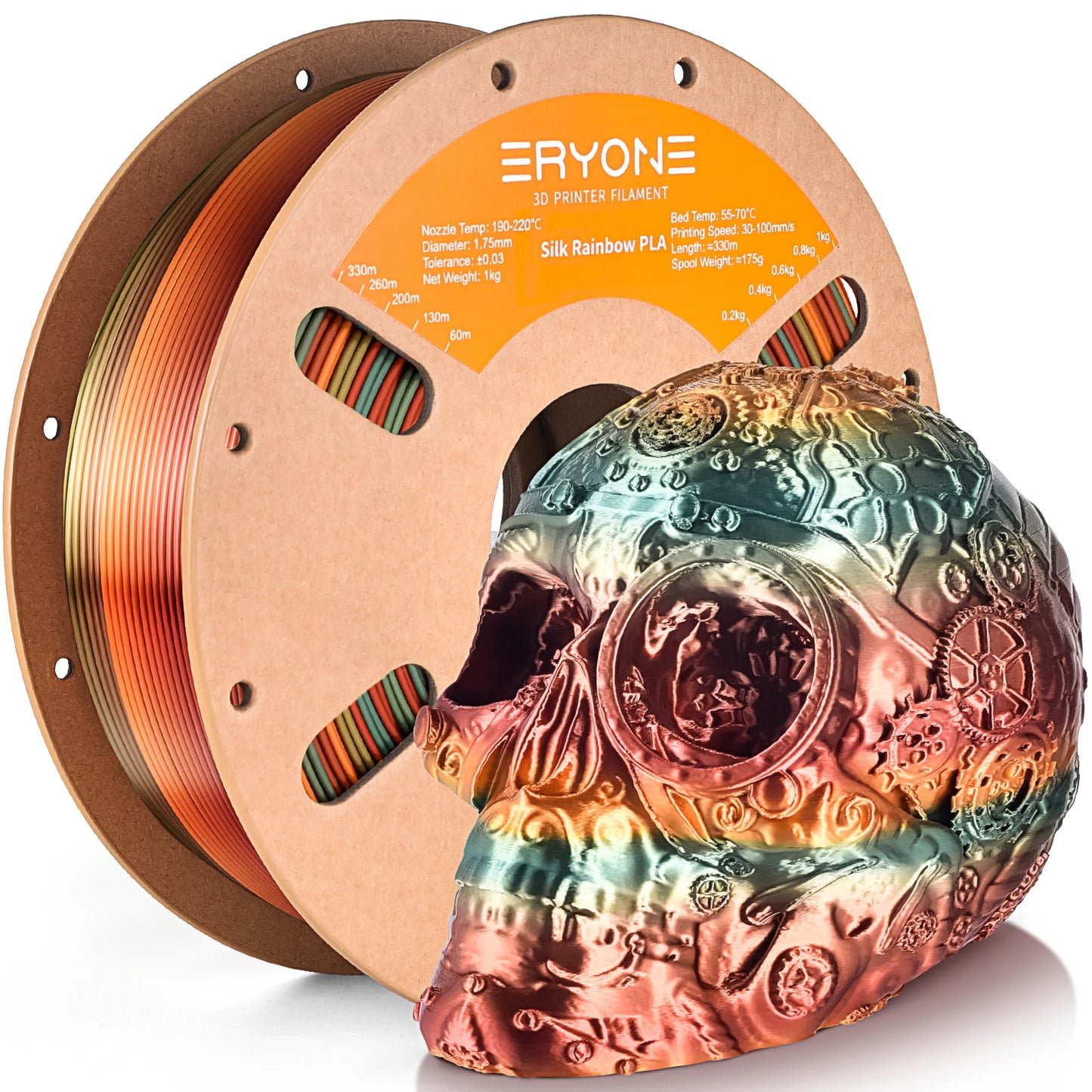 ERYONE 3KG Silk Rainbow PLA Filament 3D Print, Multicolor Available,filament pla silk rainbow,Silk shiny,1KG/Spool