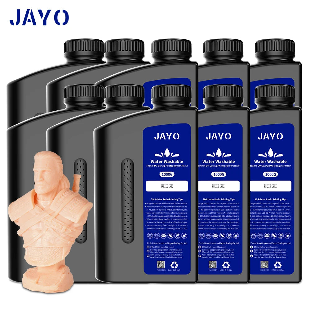JAYO 3D Resin Water Washab/ABS-Like/Plant Based/Standard 10KG UV Photopolymer Resin Liquid 405nm For LCD 3D Printer Materials