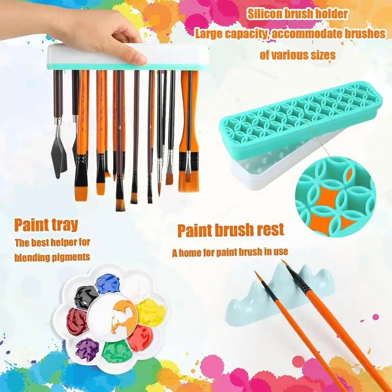 Paint Storage Rack Transparent Paint Bottles Holder With Paint Brush Rack Acrylic Painting Organization Set For Model Painting