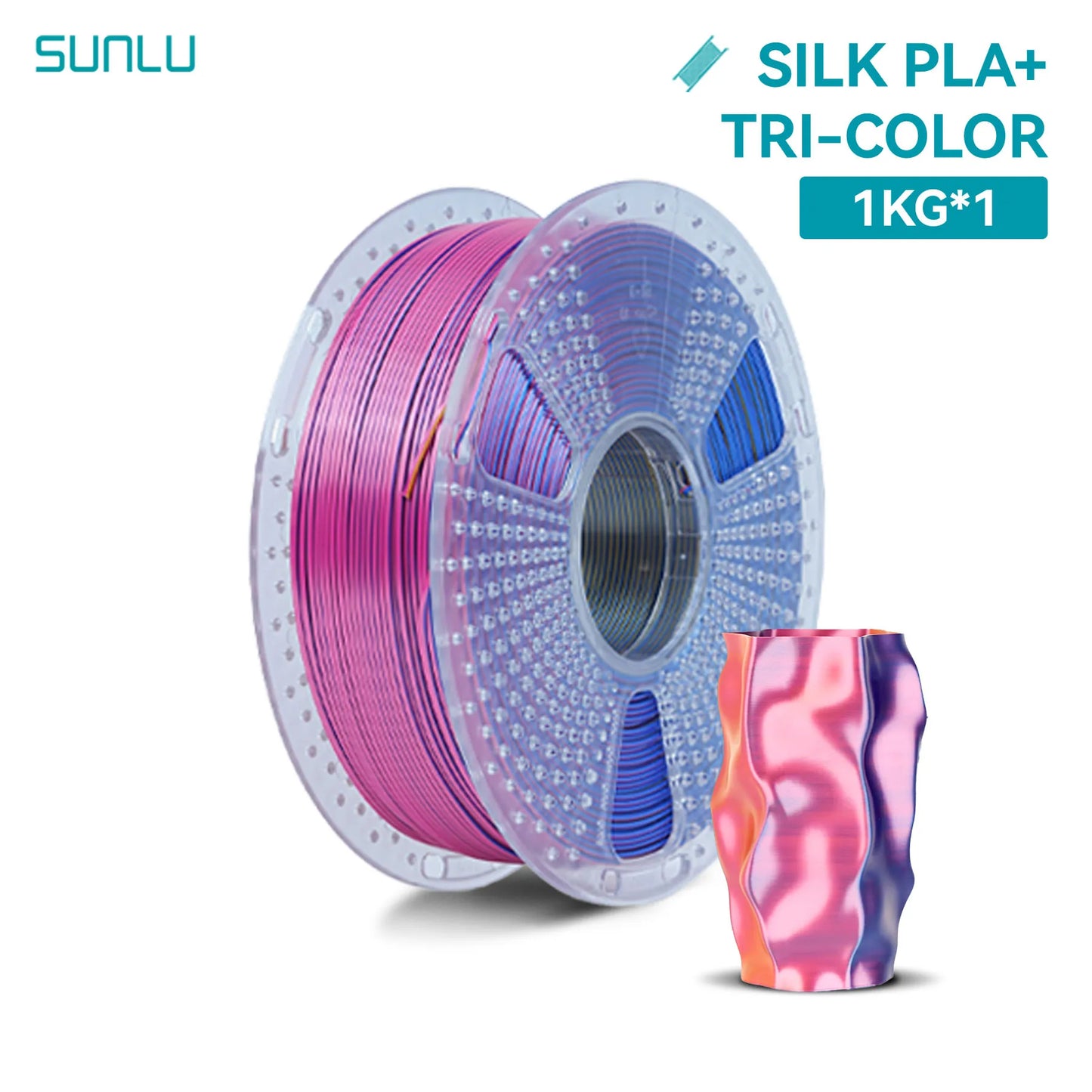SUNLU 1KG SILK /Dual / Triple /Four Color 3D Printer Filament 1.75mm 1000g Spool (2.2lbs) Neatly Filament Fit Most FDM Printer