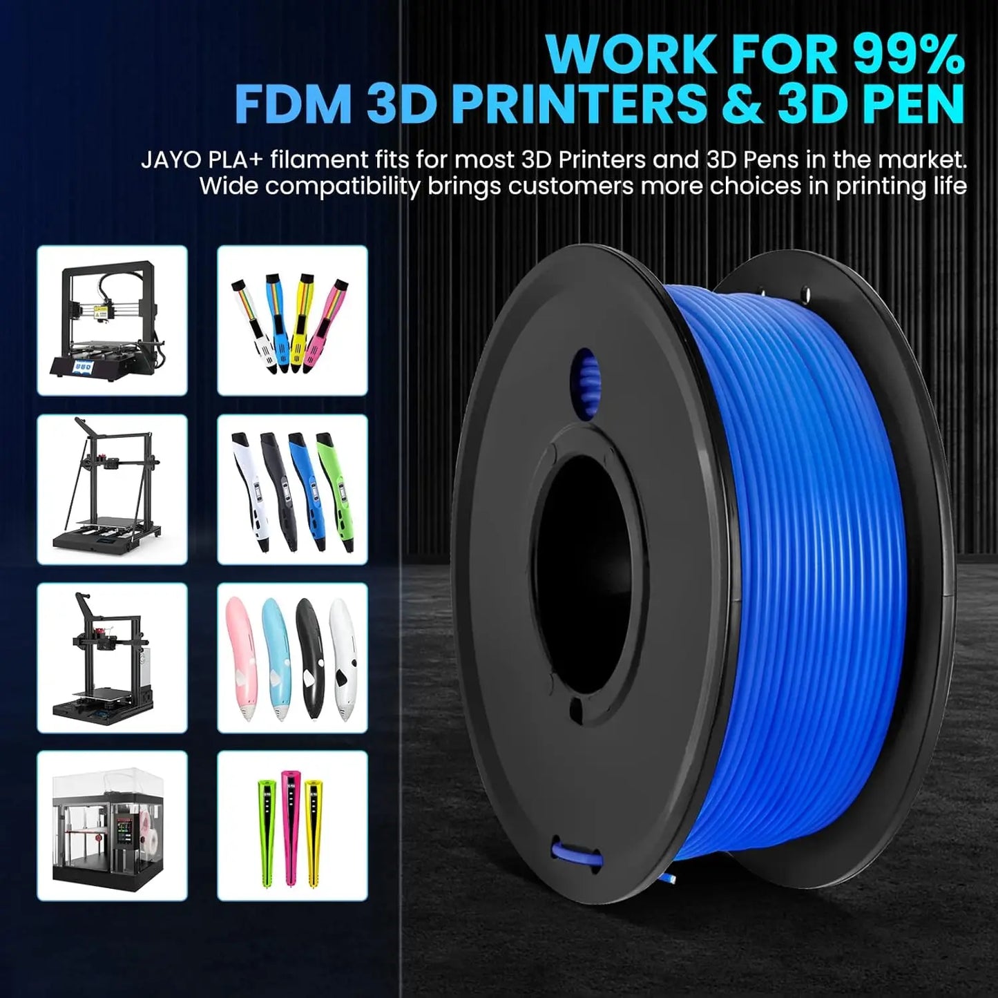 JAYO 3D PETG/PLA/PLA PLUS Printer Filament 1.75mm 3rolls 100% No Bubble non-toxic 3D Printing Materials for 3D Printer&3D Pen