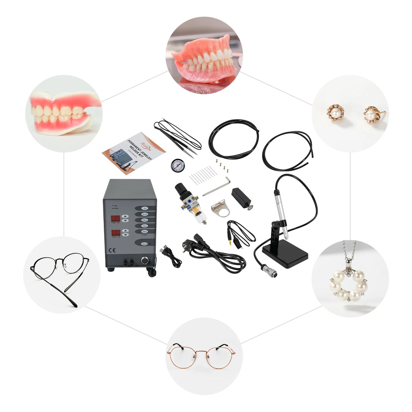 100W Welding Machine Jewelry Welding Machine Permanent Jewelry Welder Kit, Jewelry Welding Machine W/2 Lcd Screens