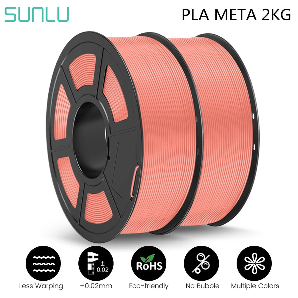 SUNLU  PLA Meta 3D Filament 3D Printer Filaments 2kg 1.75MM Better Mobility Better Toughness Warm Color