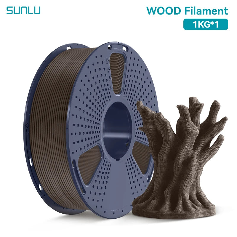SUNLU 1KG Real Wood Fiber Wood PLA Filament 1.75MM 1kg Spool Neatly Wound PLA 3D Printer Filament Fit Most FDM 3D Printers