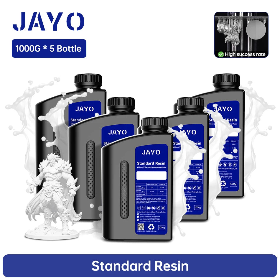 JAYO 3D Printer Resin Standard PLUS/14K Standard /Standard 395-405nm UV Curing Photopolymer Rapid Resin for LCD/DLP 3D Printer