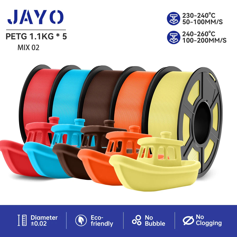JAYO PETG 3D Printer Filament petg jayo filament  no bubbles no drawing smooth multiple colors 3d printer accessories 1.1kg/roll