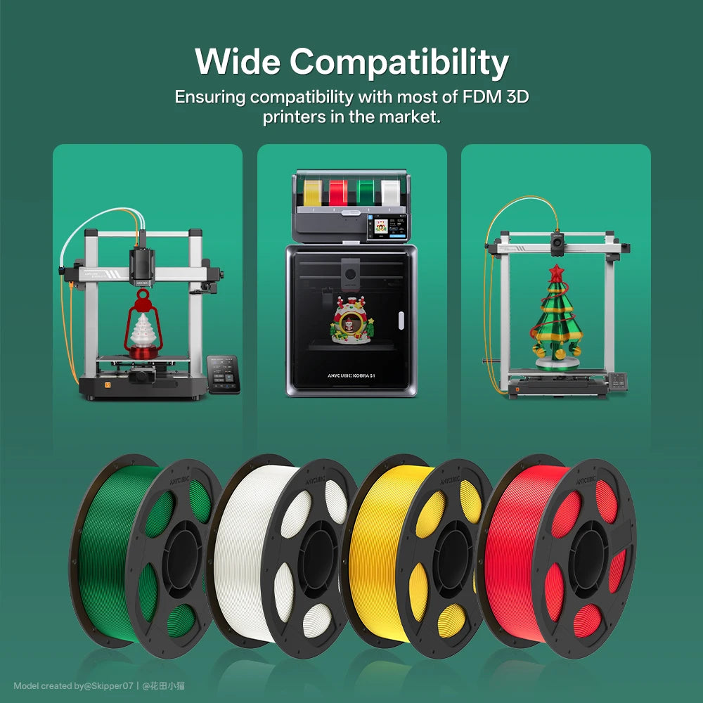 ANYCUBIC Christmas Silk Filament 4KG Bundle Silk 3D Printer Filament Printing Materail Xmas Gift Printing Model Decoration Toy
