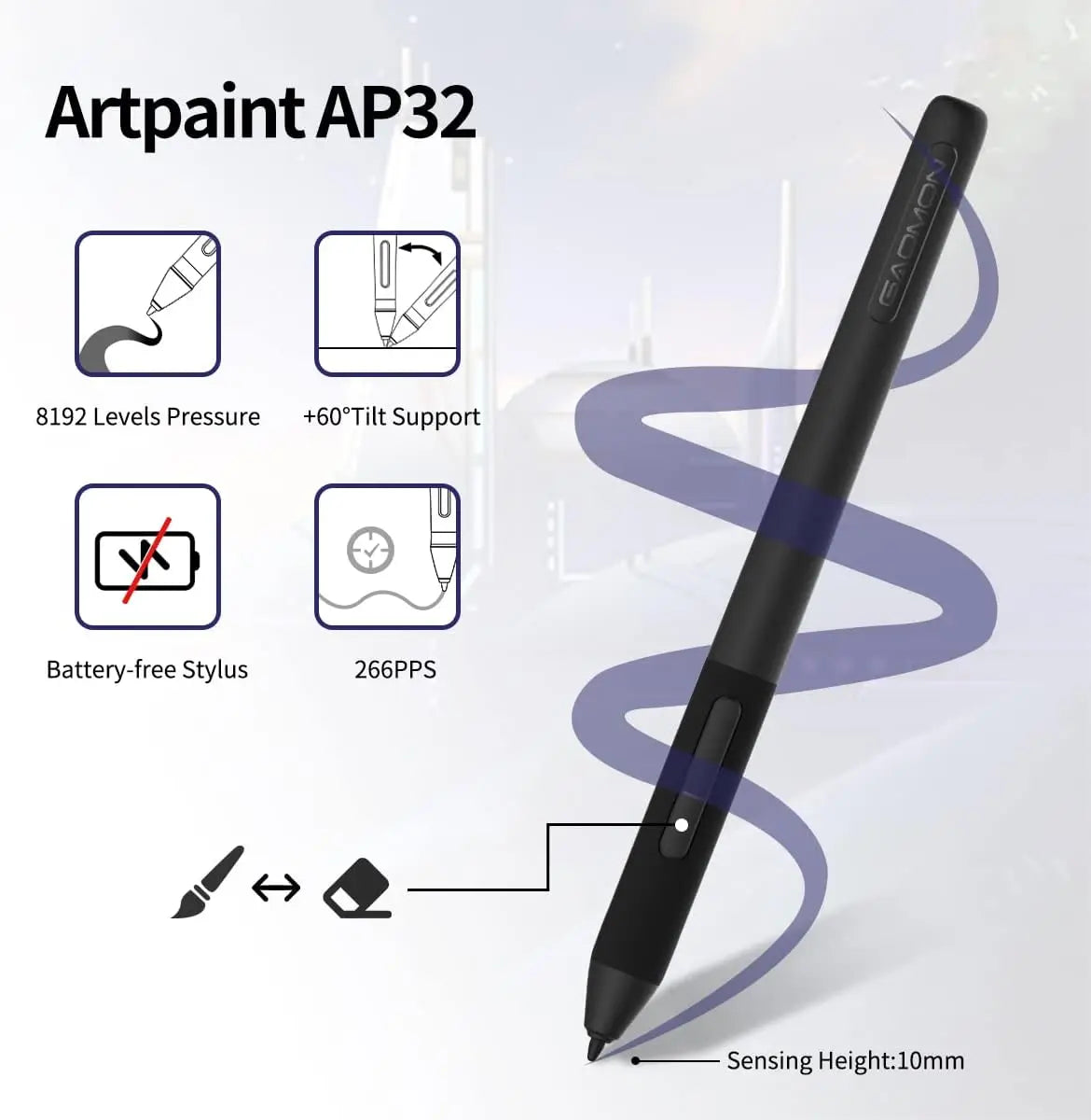 GAOMON PD2200-21.5 Inch Digital Tablet Anti-Glare Full Lamination Screen Display with 8 Touch Keys Support ±60° Tilt Function