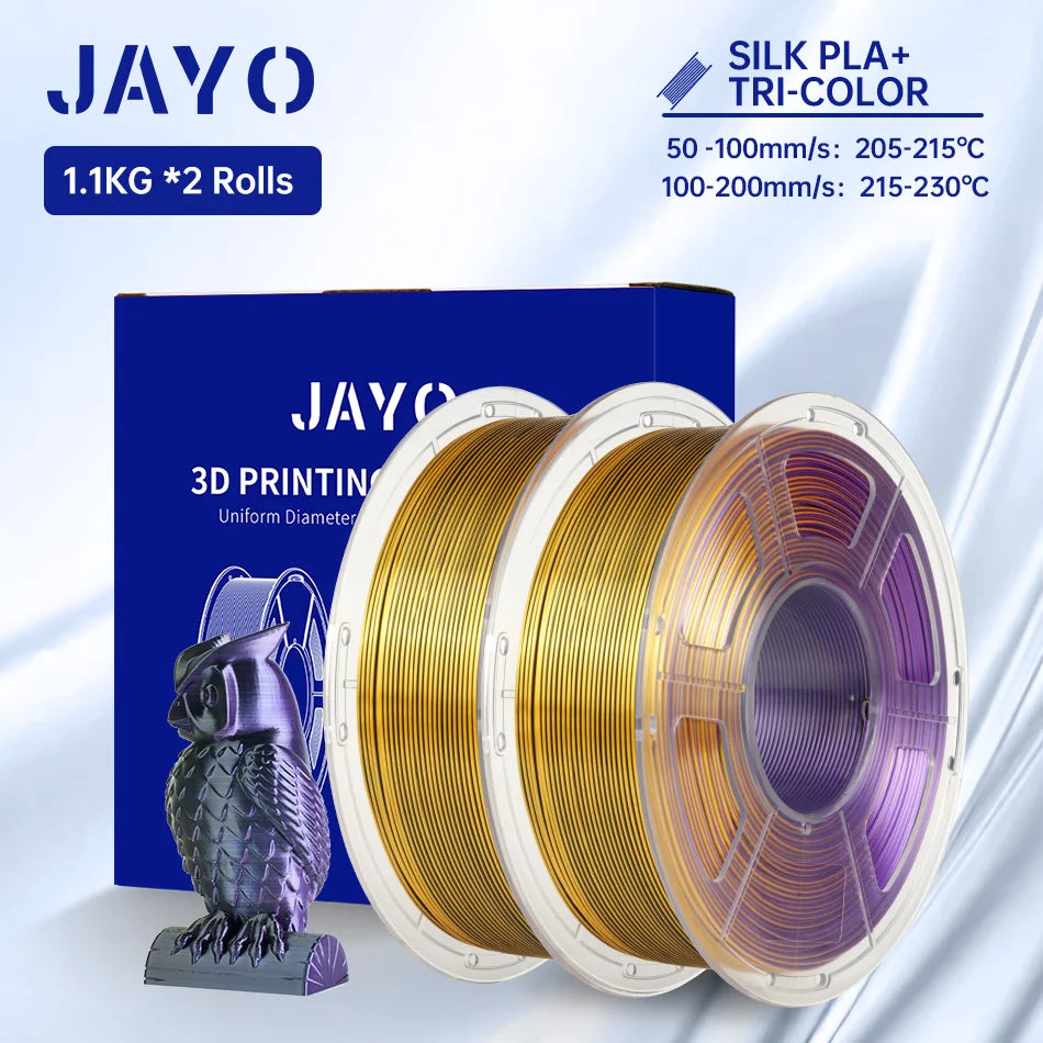 JAYO Silk PLA+ Rainbow 3D Filament 1.75mm SILK PLA plus Dual & Triple Color 3D Printer Filament Neatly Wound 1.1kg 2Rolls/set