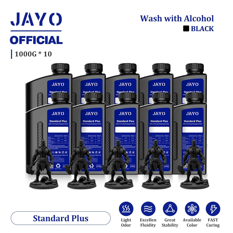JAYO 10 Bottles 3D Resin Standard Fast Curing Standard/ 14K Standard/ Standard Plus 3D Resin for LCD DLP SLA Resin 3D Printer