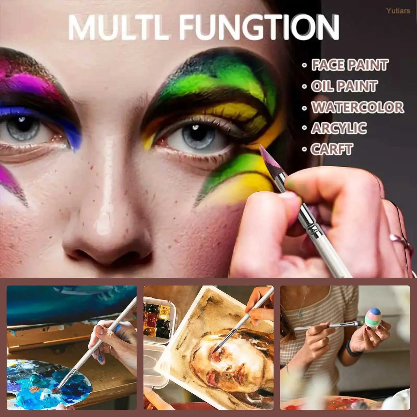 18Pcs Paint Brushes Set Include10Pcs Face Paint Brushes and 8Pcs Sponges Set Professional Paint Brushes for Acrylic Painting