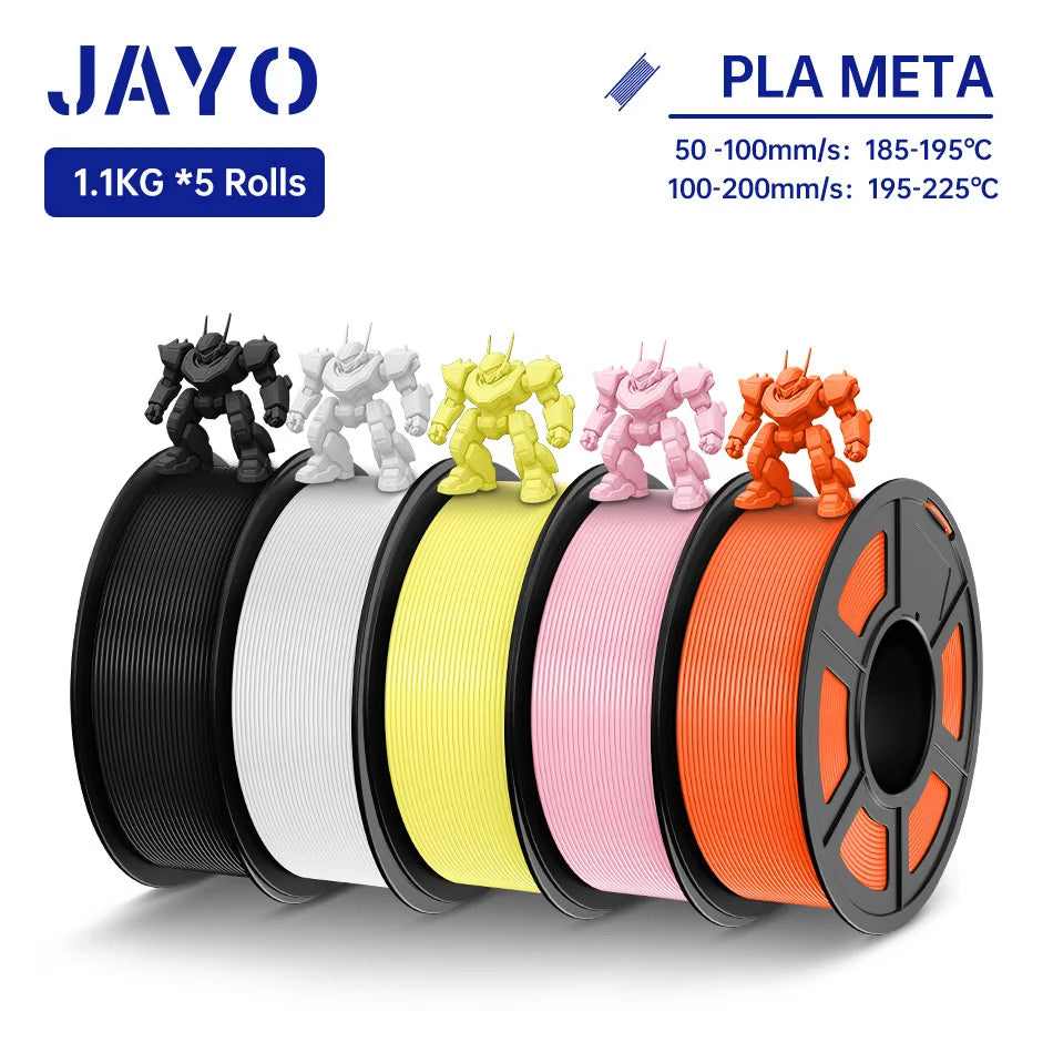 JAYO PLA Meta Filament 5 Rolls 1.75MM PLA 3D Printer Filament Neatly Wound Toughness 1.1KG 3D Printing Materials For FDM